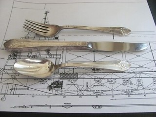 SS UNITED STATES SILVER TABLE SILVER FORK/KNIFE/SPOON