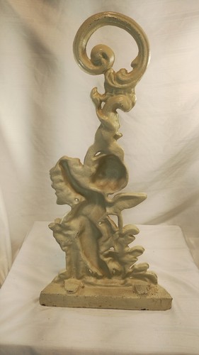 Cherub Cupid Door Stop Cast Iron 16" Vintage - Picture 4 of 6