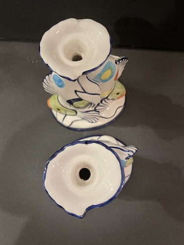 INTRADA Italian Ceramic Fish 2 Candle Stick Holders Hand Painted Italy Vintage - Picture 10 of 12