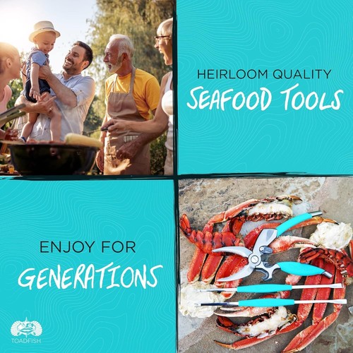 Crab & Lobster Seafood Tool Set - 2 Shell Crackers With Cutters & 4 Multi-Use... - Picture 9 of 10