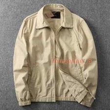 Mens Coat Pure Color Business Full Zipper Cotton Casual Spring Lapel Work Jacket