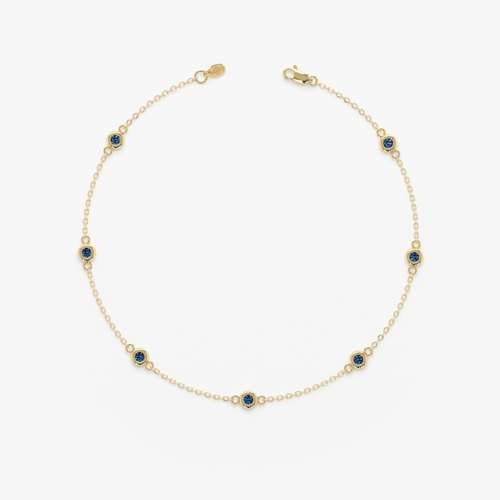 Blue Sapphire Chain Bracelet For Men & Women In 925 Sterling Silver - Picture 3 of 8