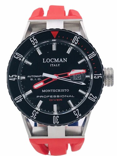 LOCMAN Montecristo 44mm Cassa Argento in Acciaio, Cinturino Rosso in  Silicone, Orologio da Uomo - (051300KRBKNKSIR) for sale online | eBay