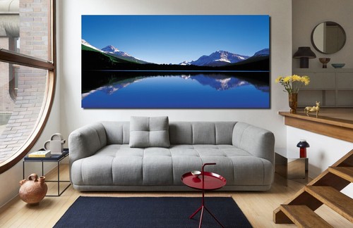 LAKES MOUNTAINS AND TREES CANVAS WALL ART - Framed - BLUE NATURE PICTURE PRINT - Picture 4 of 7