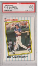 1987 Fleer #39 - RYNE SANDBERG - PSA 9 Mint - Chicago Cubs HOF League Leaders