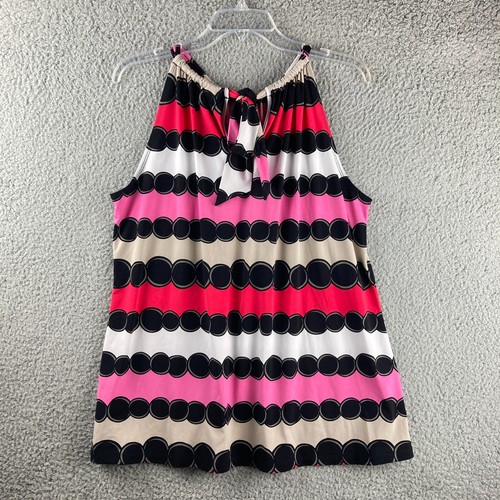 Cynthia Rowley Tanktop Damen Größe XL gestreift Tupfen gerafft Stretch zum Binden - Bild 8 von 13