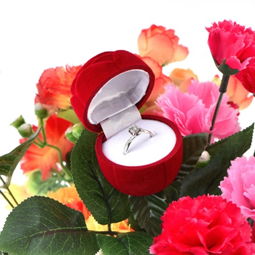 Caja de anillos en forma de rosa roja día de San Valentín joyería pendiente propuesta anillo estuche decoración - Imagen 10 de 22