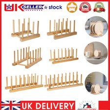 Kitchen Bamboo Plate Rack Dish Drainer Vertical Dish Drying Holder Storage Tidy