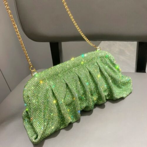 Abend Clutch Geldbörse glänzend Strass Hochzeit Party Handtasche Kristall Schultertasche - Bild 26 von 27