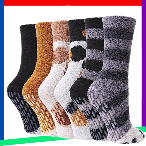 Calcetines Antideslizantes para Mujer Invierno Cálidos Acogedores Difusos Zapatilla Calcetines Suaves Esponjosos Hospito - Imagen 1 de 7