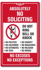 No Soliciting Sign No Exceptions Don't Knock Front Door Home Business Security