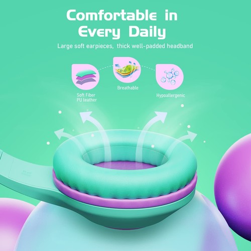 Over Ear Kids Headphones with HD Mic 85/94dB Volume Limit Lightweight Kids He... - Picture 5 of 7