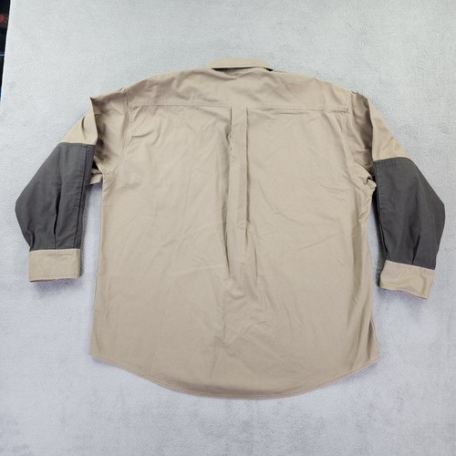 Camisa Cabelas Para Hombres XL Caqui Bronceado Abotonada Manga Larga Almohadilla de Tiro Caza - Imagen 2 de 17