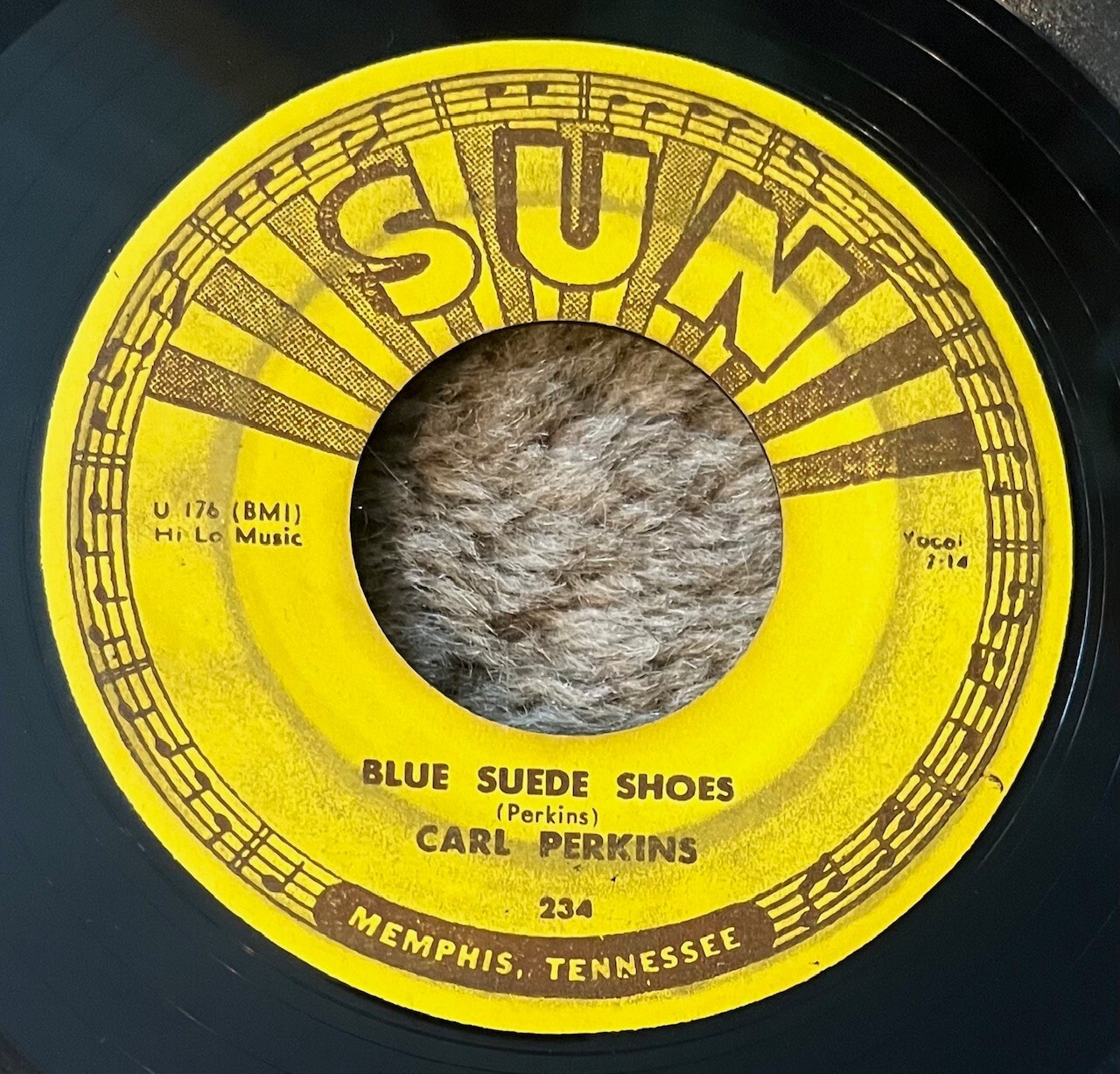 1956 Rockabilly 45 CARL PERKINS "Blue Suede Shoes"/"Honey, Don't