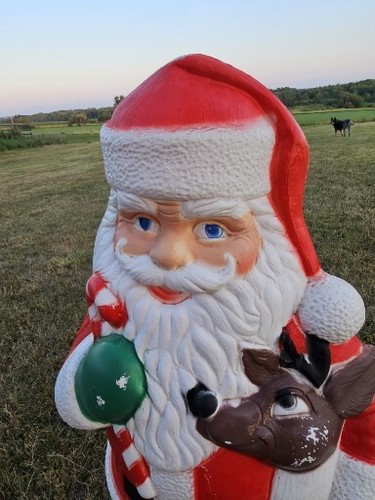 Vintage Santa Claus with Reindeer & Candy Cane Lighted Christmas Blow Mold 40" - Picture 7 of 24