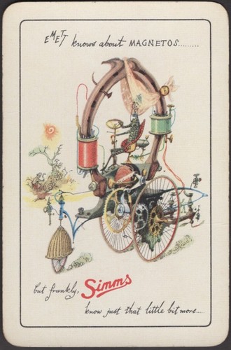 Tarjetas de juego de una sola tarjeta antigua * PIEZAS DE COCHE SIMMS Arte publicitario F - Imagen 3 de 3