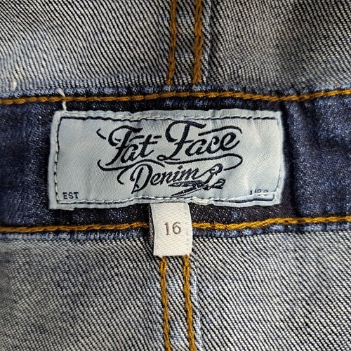 Fat Face Denim Dress Pinafore UK 16 Blue Pockets Above Knee - Picture 12 of 13