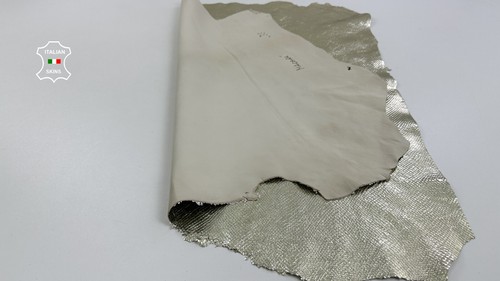 METALLIC LIGHT GOLD SNAKE PRINT ON Soft Lambskin Leather hides 7sqf 0.9mm C4005 - Picture 3 of 7