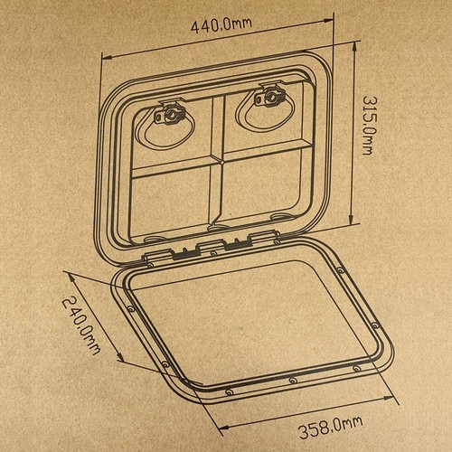 Marine Boat ABS Deck Hatch Access Hatch Window & LID 12-3/8" X 17-1/4" Black - Picture 11 of 16