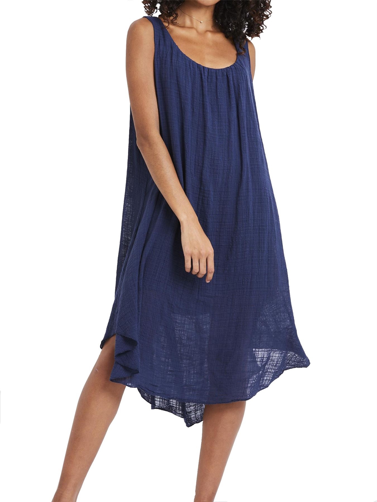 Navy Blu Cotone Layer Midi Dress Navy Blu Cotone Layer Midi Dress
