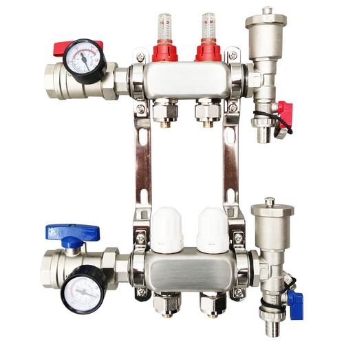 2-Branch PEX Radiant Floor Heating Manifold Set Water Distributor Knockout Trap - Picture 4 of 23