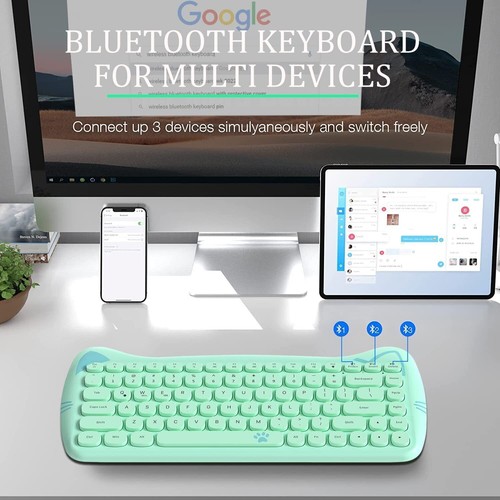 AJAZZ 3060i 84 Keys Wireless Bluetooth 5.0 Keyboard Cute Pet Design for PC Mac - Picture 26 of 37
