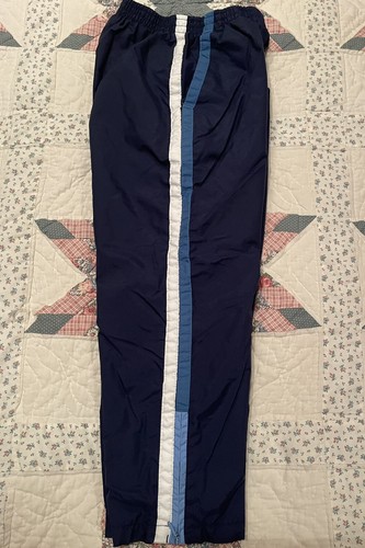 Vintage Nike Windbreaker Pants Navy Blue White Stripe Baggy Y2K Youth M (6) - Picture 3 of 7