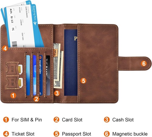 Soporte para pasaporte para viaje, billetera de pasaporte cubierta estuche portalibros de pasaporte - Imagen 8 de 37