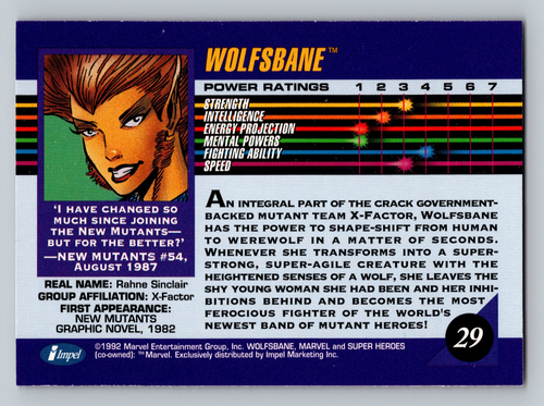 1992 Marvel Universe Series 3 #29 Wolfsbane Super Heroes Card MCU New Mutants - Picture 2 of 2