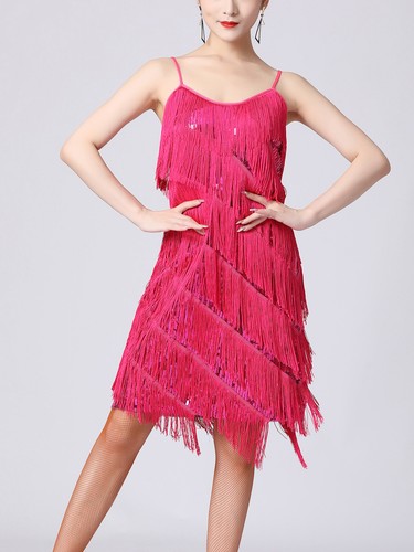 Damen 20er Jahre Flapper Kleid Pailletten Fransen Lateinkleid Cocktail Party Tanzkleidung - Bild 51 von 59
