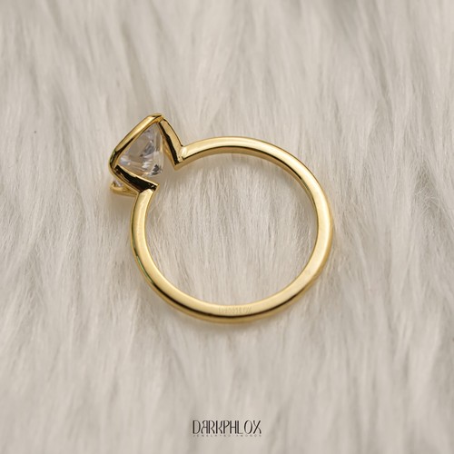 VVS1/E 14K Gold Princess Cut Lab Grown Diamond Ring Solitaire Ring - Picture 9 of 9