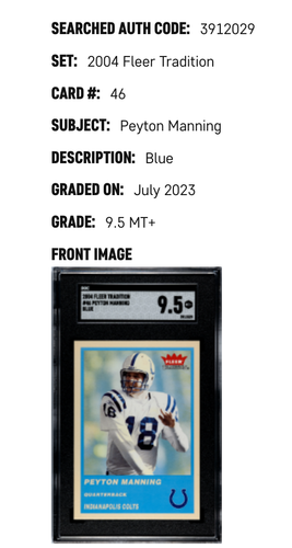Peyton Manning 2004 Fleer Tradition #46🏈🏈🏈SGC 9.5 MT+🏈🏈Blue🏈🏈ThePennyGame - Picture 3 of 3