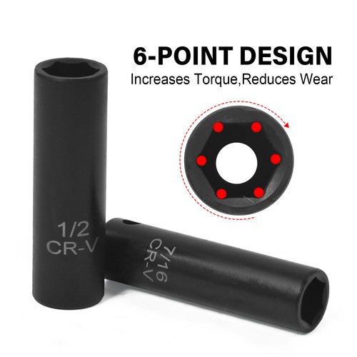 49PC 3/8" Deep & Shallow Impact Socket Set 6-Point Standard SAE & Metric Sockets - Picture 8 of 16