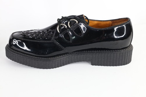Deadstock Vtg 90s Rockabilly Mens 10 Goth Patent Leather Platform Creepers Shoes - Picture 6 of 9