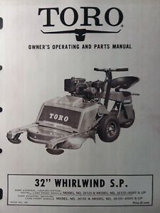 Toro 32 Whirlwind S P Sulky Rider Lawn Mower 26123 26133 Owner Parts Manual Ebay