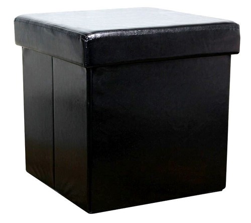 Single One Seater Ottoman Storage Box Foot Stool Foldable Leather Corduroy Linen - Picture 3 of 11