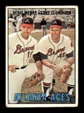1967 Topps Atlanta Aces #396 Denis Menke Tony Cloninger Atlanta Braves