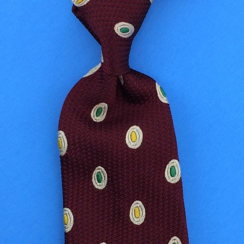 Corbata Turnbull & Asser Inglaterra Granate Rojo Verde Dorado Ovalada Lujo L3-F Nueva - Imagen 7 de 9