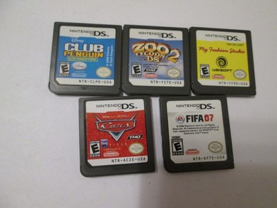 Lot Of 5 Nintendo DS Game Cartridges TESTED! Cars Fifa Zoo Tycoon Club Penguin