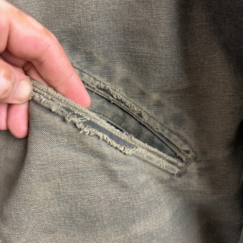 VTG Carhartt J97 MOS USA Detroit Canvas Jacket XL Tall Blanket Green Distressed - Picture 12 of 24