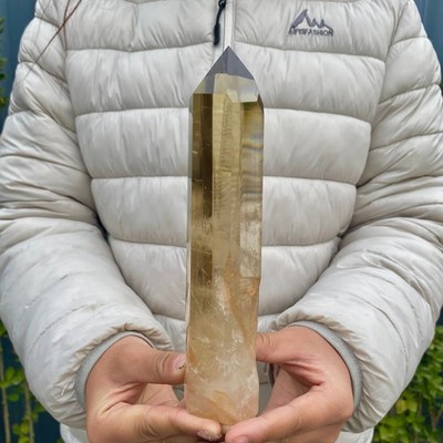 1.18LB Natural Citrine Crystal Obelisk Tower Wand Point Reiki healing