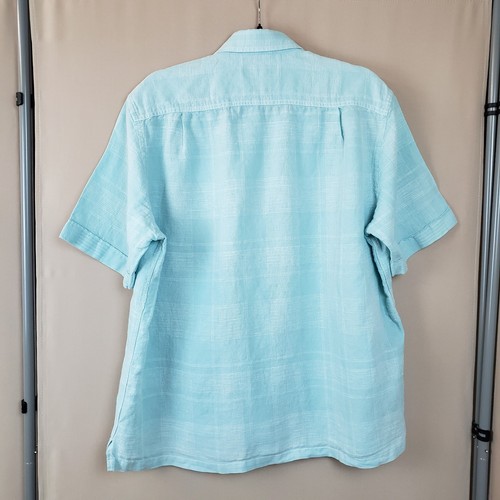 Camisa para Hombres Tasso Elba Grande Lino Algodón Manga Corta Azul Blanco Tejido a Cuadros - Imagen 2 de 8