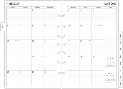 2025-2026 Monthly Planner Refills 5.5" x 8.5" for Mini Binder, 21 Months from...
