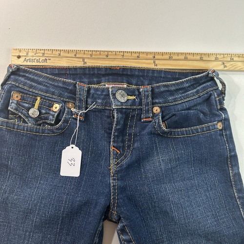 Jeans True Religion Julie bambina 12 blu dritto slim 26x29 tasche con patta vintage - Foto 3 di 9