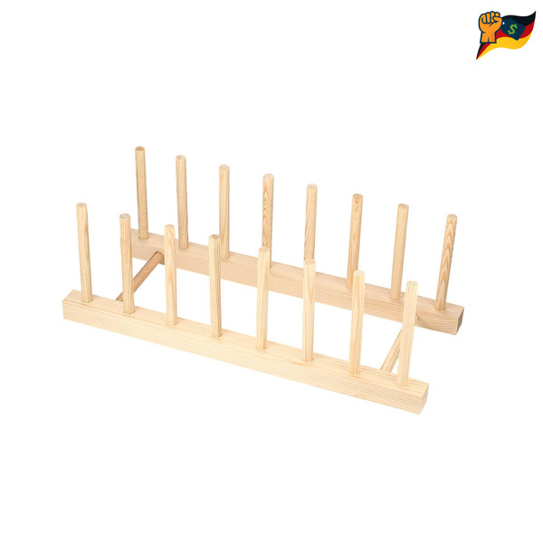 Geschirrabtropfgestell 7 Slots, TellerstäNder, Topfdeckelhalter, Kiefer, GrößE-image