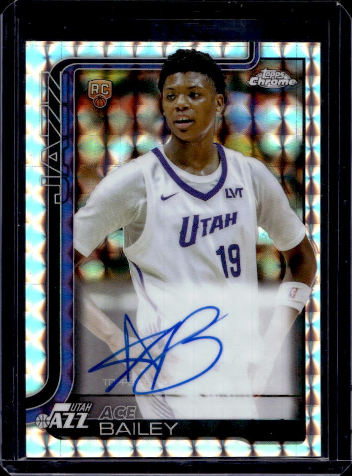 2025-26 Topps Chrome Ace Bailey Rookie Auto RC Geometric Refractor #TCAR-AB Jazz