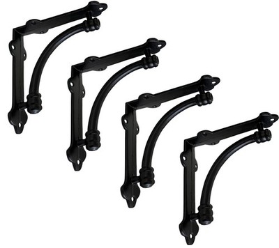 4 Pack 5.5x5.5 Inch Black Cast Iron Decorative Shelf Brackets Half Round Style