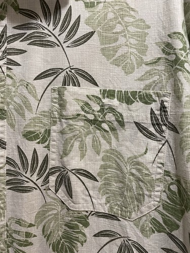 Hawaiian Shirt, Olive Green/White, Pocket, Croft & Barrow, Size XL - Picture 2 of 5