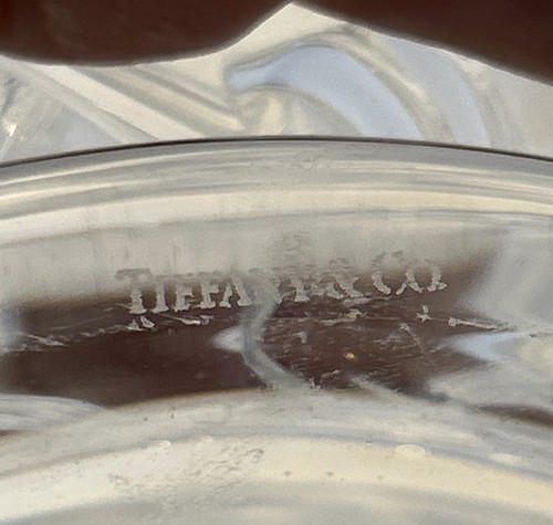 TIFFANY & CO Bamboo Pattern German Crystal 9" Bowl Signed Retired - Picture 4 of 4