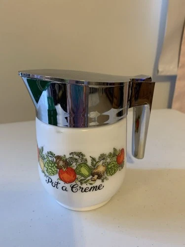 Gemco Spice of Life Creamer Pitcher Pot A Creme Vintage Made in USA